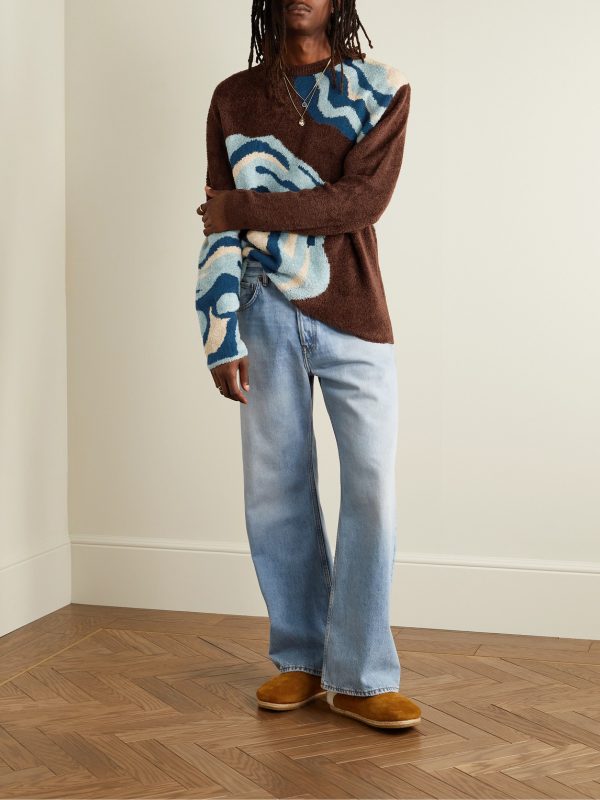 + Ollio Intarsia-Knit Bouclé Sweater - OU + Ollio Intarsia-Knit Bouclé Sweater - OU