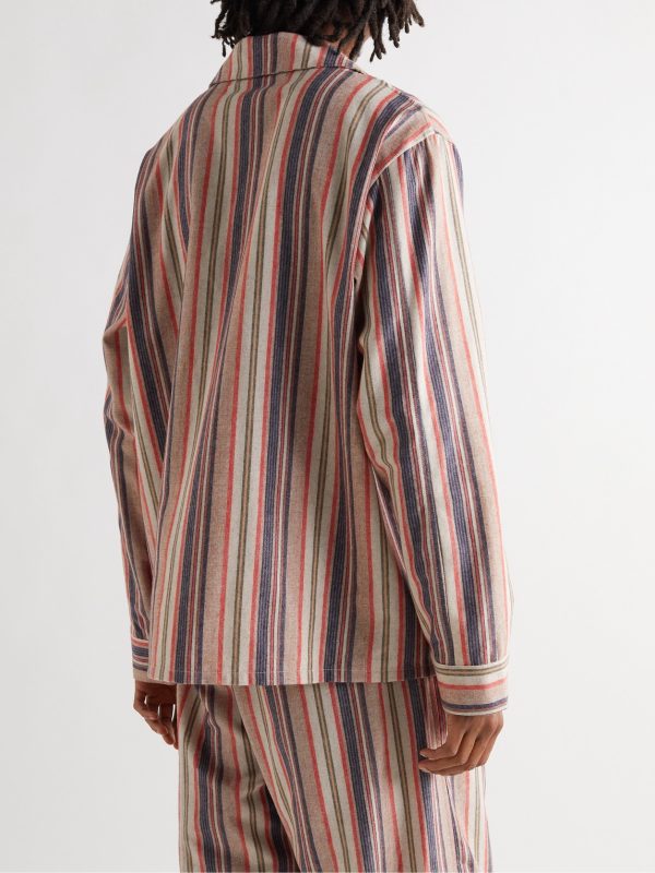 Striped Cashmere-Blend Flannel Shirt - BK Striped Cashmere-Blend Flannel Shirt - BK