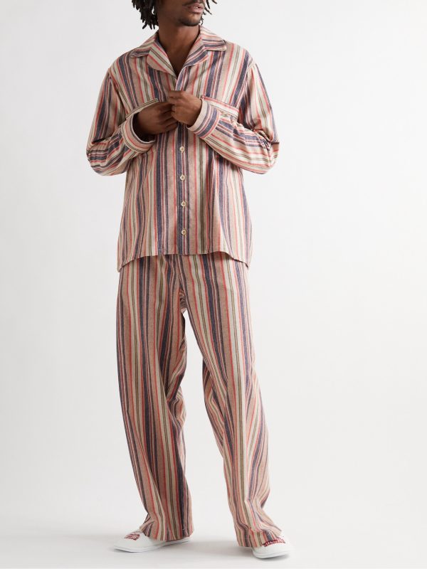 Striped Cashmere-Blend Flannel Shirt - OU Striped Cashmere-Blend Flannel Shirt - OU