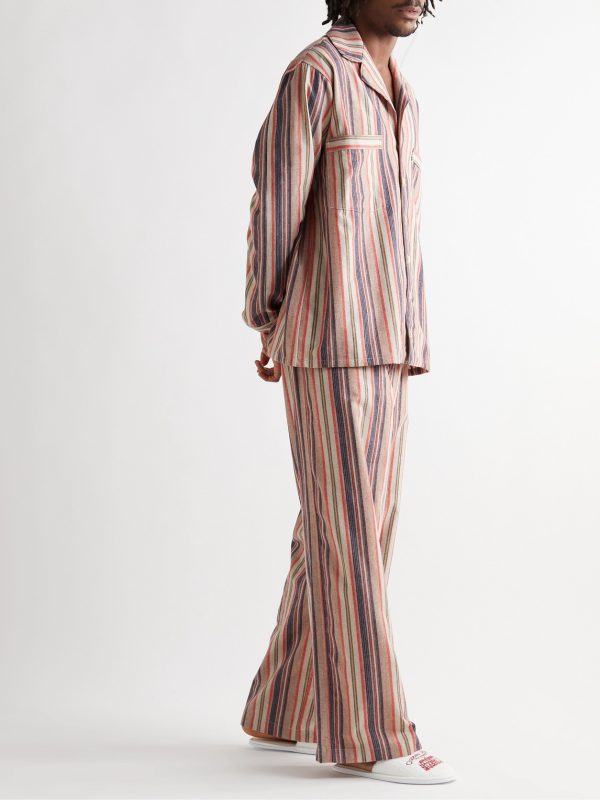 Striped Cashmere-Blend Flannel Trousers - OU Striped Cashmere-Blend Flannel Trousers - OU