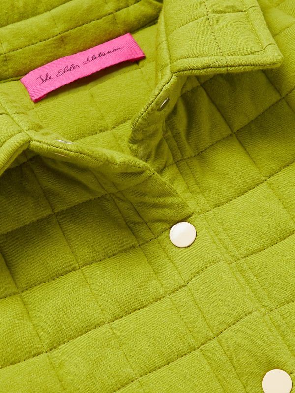 Crochet-Trimmed Quilted Cotton-Jersey Shirt Jacket - CU Crochet-Trimmed Quilted Cotton-Jersey Shirt Jacket - CU