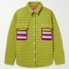 Crochet-Trimmed Quilted Cotton-Jersey Shirt Jacket Crochet-Trimmed Quilted Cotton-Jersey Shirt Jacket