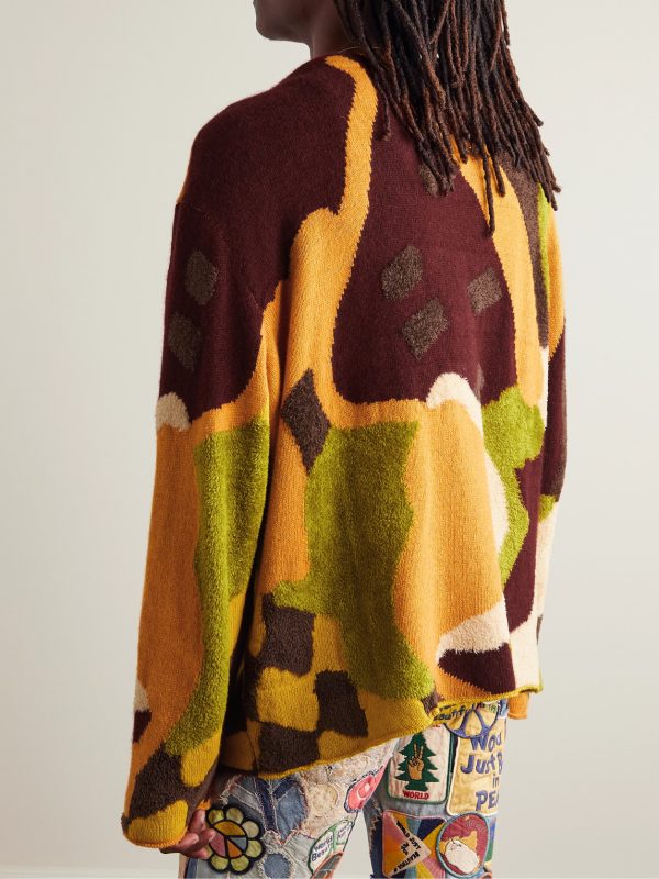 + Ollio Wonderland Intarsia Cashmere-Blend Chenille Cardigan - BK + Ollio Wonderland Intarsia Cashmere-Blend Chenille Cardigan - BK