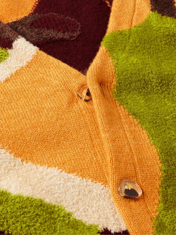 + Ollio Wonderland Intarsia Cashmere-Blend Chenille Cardigan - CU + Ollio Wonderland Intarsia Cashmere-Blend Chenille Cardigan - CU