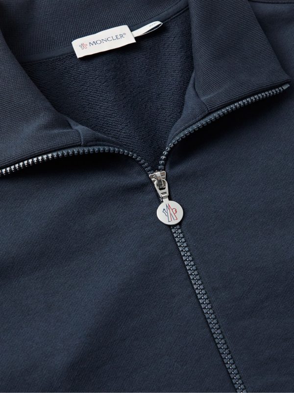 Striped Grosgrain-Trimmed Jersey Zip-Up Track Jacket - CU Striped Grosgrain-Trimmed Jersey Zip-Up Track Jacket - CU