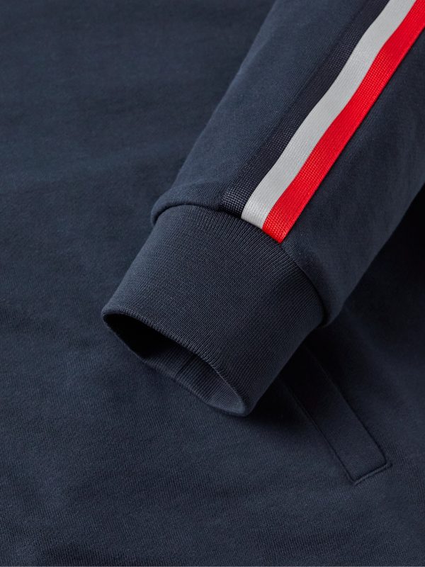 Striped Grosgrain-Trimmed Jersey Zip-Up Track Jacket - E1 Striped Grosgrain-Trimmed Jersey Zip-Up Track Jacket - E1