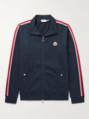 Striped Grosgrain-Trimmed Jersey Zip-Up Track Jacket Striped Grosgrain-Trimmed Jersey Zip-Up Track Jacket