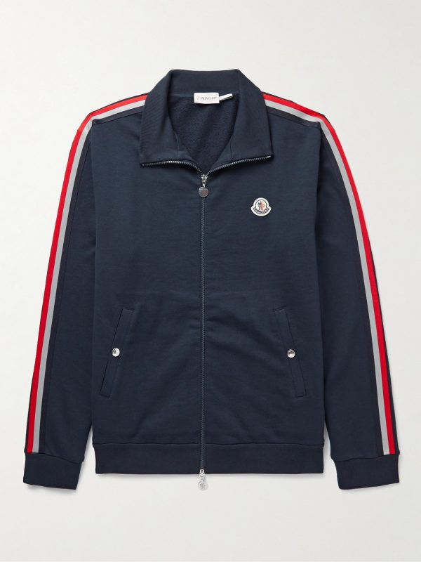 Striped Grosgrain-Trimmed Jersey Zip-Up Track Jacket Striped Grosgrain-Trimmed Jersey Zip-Up Track Jacket