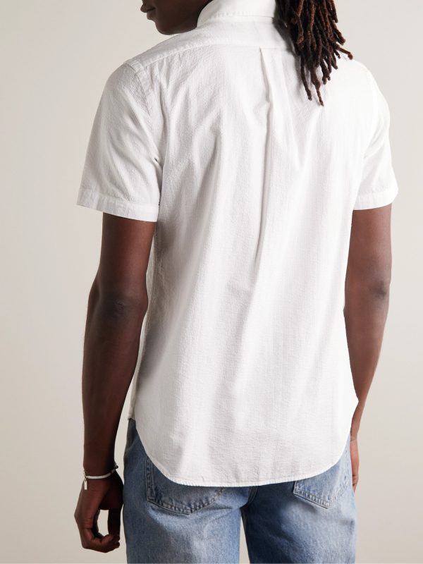 Button-Down Collar Cotton-Seersucker Shirt - BK Button-Down Collar Cotton-Seersucker Shirt - BK