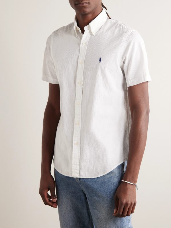 Button-Down Collar Cotton-Seersucker Shirt - FR Button-Down Collar Cotton-Seersucker Shirt - FR