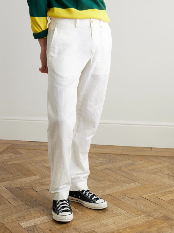 Slim-Fit Straight-Leg Linen and Cotton-Blend Trousers - FR