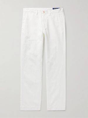 Slim-Fit Straight-Leg Linen and Cotton-Blend Trousers Slim-Fit Straight-Leg Linen and Cotton-Blend Trousers