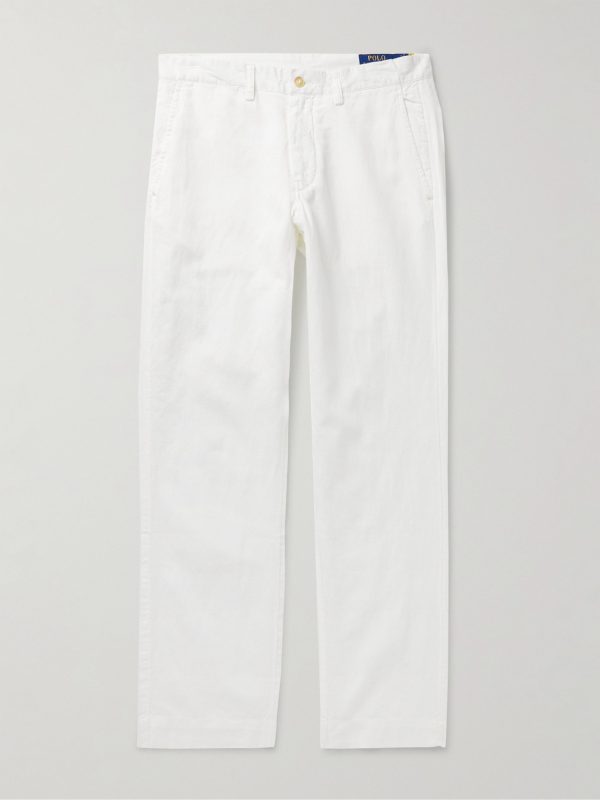 Slim-Fit Straight-Leg Linen and Cotton-Blend Trousers