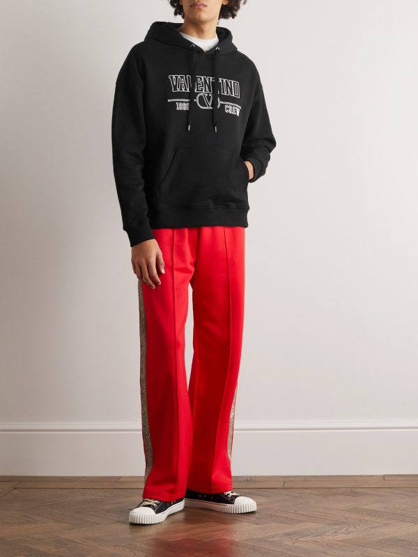 Logo-Embroidered Cotton-Jersey Hoodie - OU Logo-Embroidered Cotton-Jersey Hoodie - OU