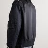 Oversized Studded Nylon Bomber Jacket - BK