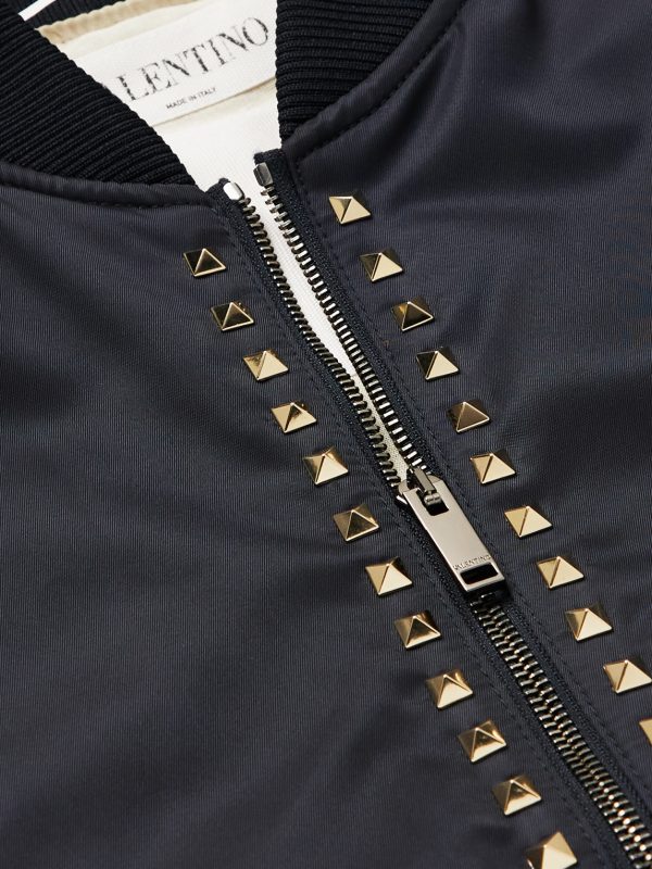 Oversized Studded Nylon Bomber Jacket - CU