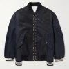 Oversized Studded Nylon Bomber Jacket
