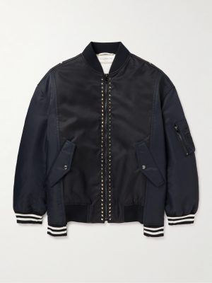 Oversized Studded Nylon Bomber Jacket Oversized Studded Nylon Bomber Jacket