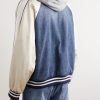 Cotton-Jersey, Satin and Denim Hooded Bomber Jacket - BK Cotton-Jersey, Satin and Denim Hooded Bomber Jacket - BK