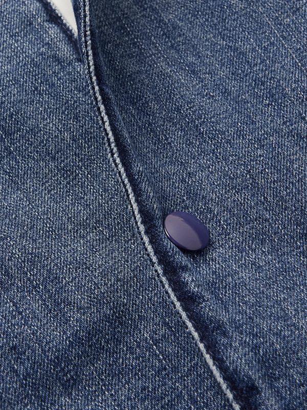 Cotton-Jersey, Satin and Denim Hooded Bomber Jacket - CU Cotton-Jersey, Satin and Denim Hooded Bomber Jacket - CU