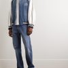 Cotton-Jersey, Satin and Denim Hooded Bomber Jacket - OU Cotton-Jersey, Satin and Denim Hooded Bomber Jacket - OU
