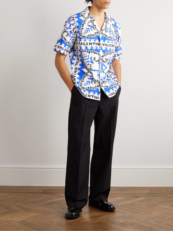 Camp-Collar Printed Cotton-Poplin Shirt - OU Camp-Collar Printed Cotton-Poplin Shirt - OU