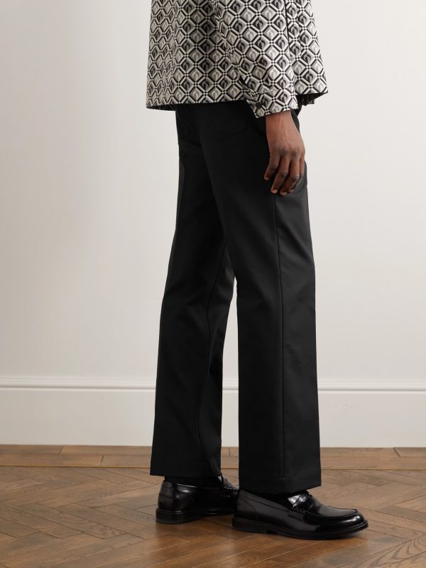 Straight-Leg Pleated Cotton Trousers - BK Straight-Leg Pleated Cotton Trousers - BK