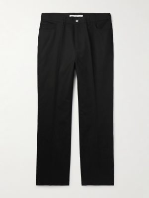 Straight-Leg Pleated Cotton Trousers Straight-Leg Pleated Cotton Trousers