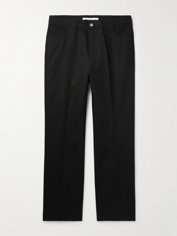 Straight-Leg Pleated Cotton Trousers Straight-Leg Pleated Cotton Trousers