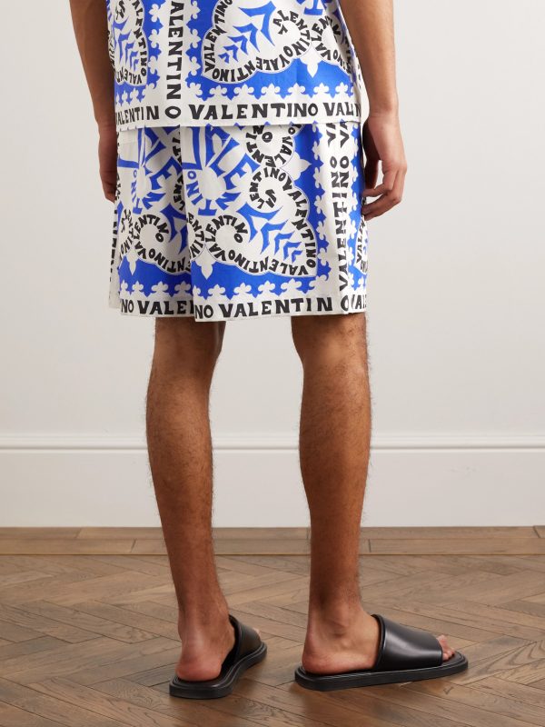 Straight-Leg Printed Cotton Bermuda Shorts - BK Straight-Leg Printed Cotton Bermuda Shorts - BK