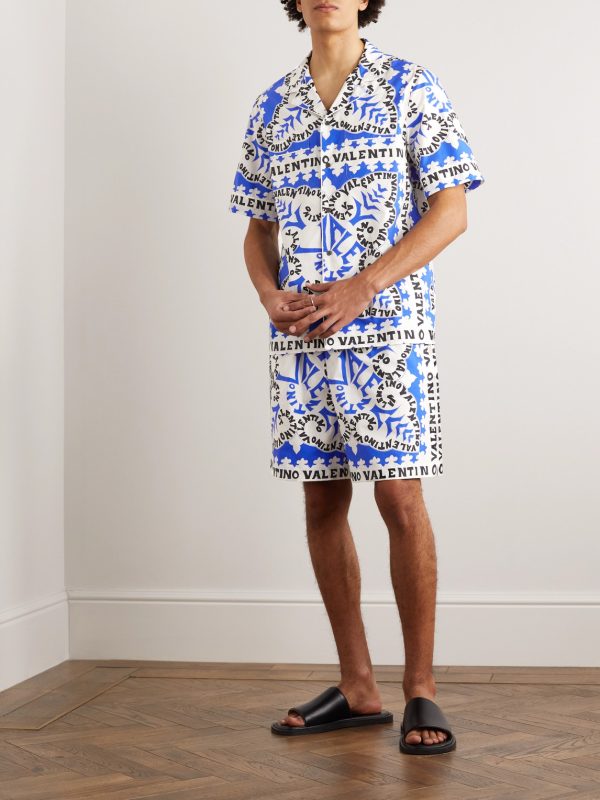 Straight-Leg Printed Cotton Bermuda Shorts - OU Straight-Leg Printed Cotton Bermuda Shorts - OU