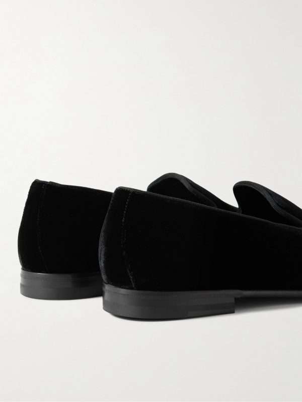 Mario Grosgrain-Trimmed Velvet Loafers - BK