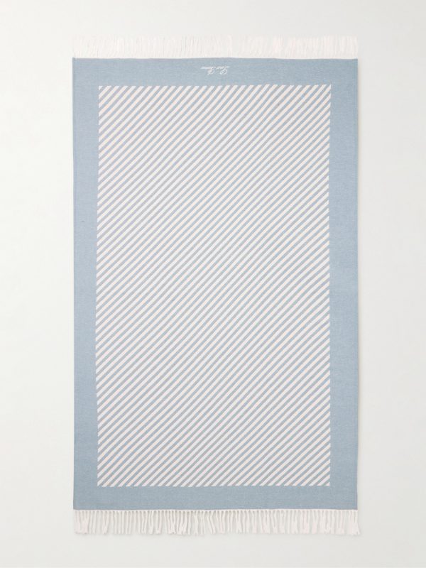 Moai Fringed Striped Cotton-Bouclé Beach Towel - E2