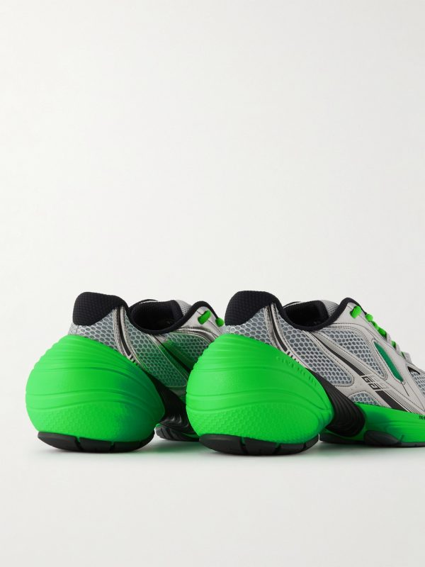 TK-MX Runner Faux Metallic Leather-Trimmed Mesh Sneakers - BK