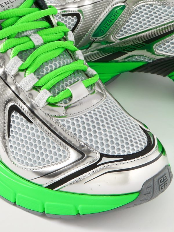 TK-MX Runner Faux Metallic Leather-Trimmed Mesh Sneakers - CU