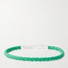 Braided Leather and Sterling Silver Bracelet - BK