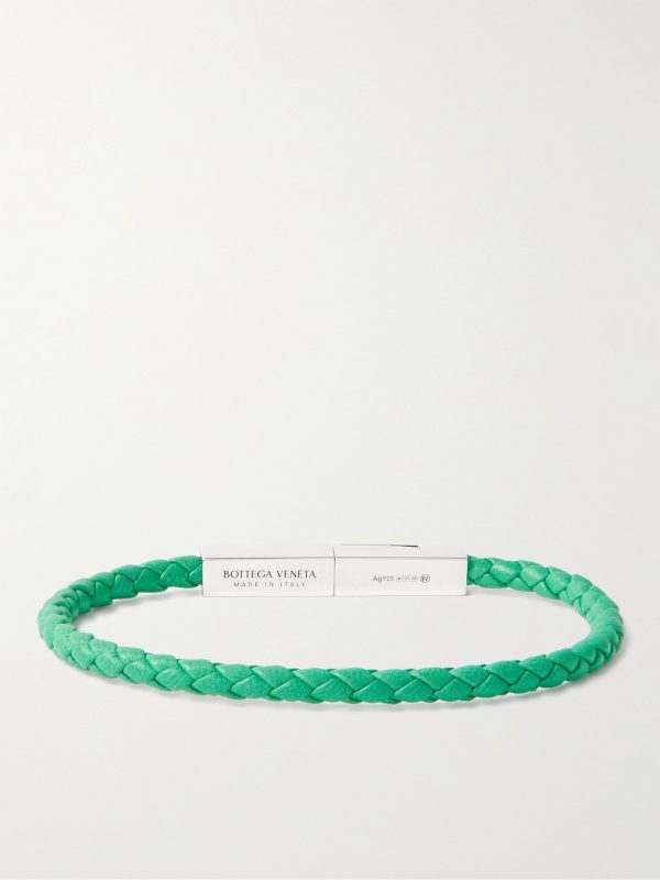 Braided Leather and Sterling Silver Bracelet - BK