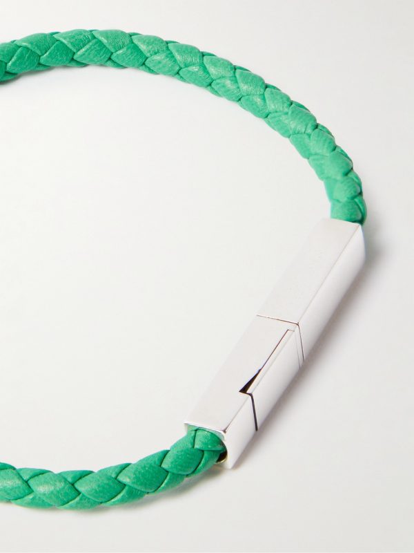 Braided Leather and Sterling Silver Bracelet - CU