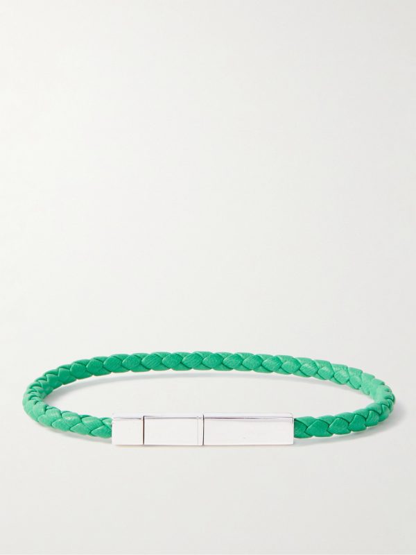 Braided Leather and Sterling Silver Bracelet