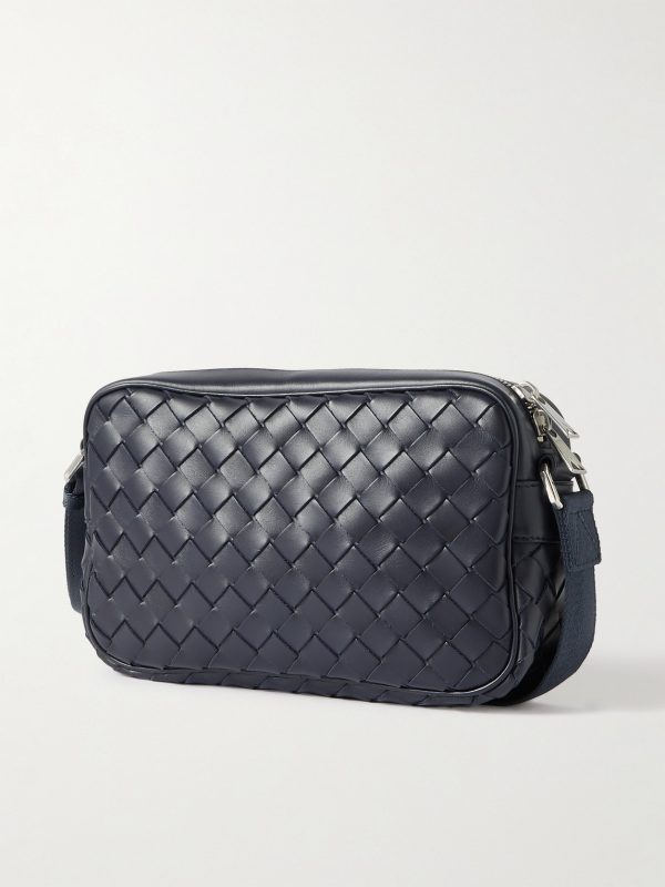 Intrecciato Leather Messenger Bag - BK Intrecciato Leather Messenger Bag - BK