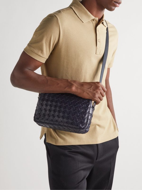 Intrecciato Leather Messenger Bag - OU Intrecciato Leather Messenger Bag - OU