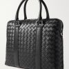 Slim Intrecciato Leather Briefcase - BK Slim Intrecciato Leather Briefcase - BK