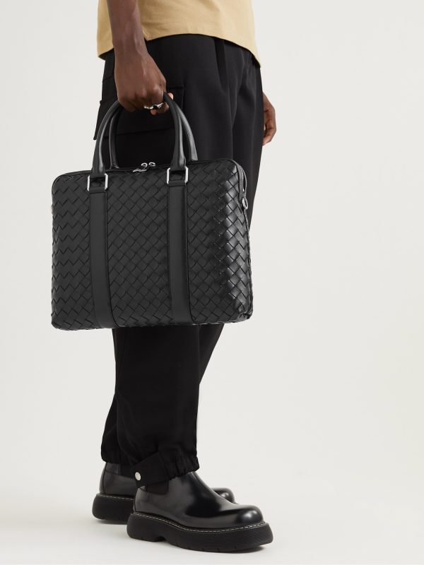 Slim Intrecciato Leather Briefcase - OU Slim Intrecciato Leather Briefcase - OU