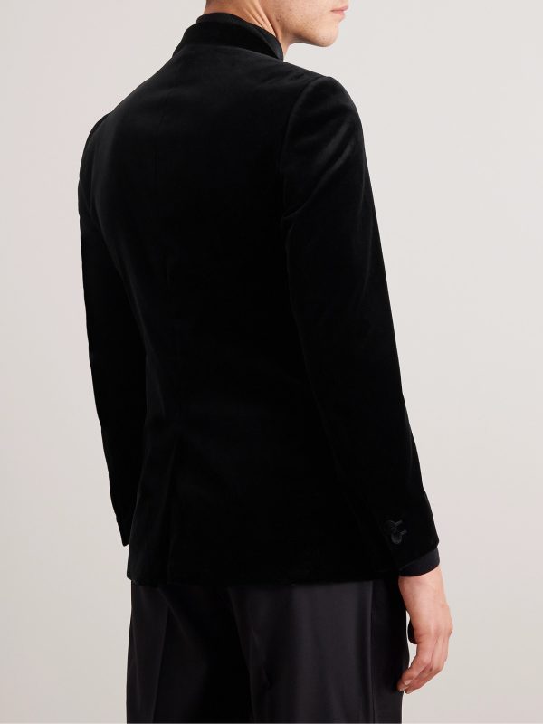 Cotton-Blend Velvet Tuxedo Jacket - BK Cotton-Blend Velvet Tuxedo Jacket - BK