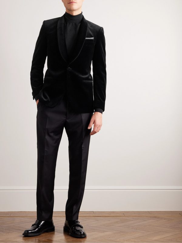 Cotton-Blend Velvet Tuxedo Jacket - OU Cotton-Blend Velvet Tuxedo Jacket - OU