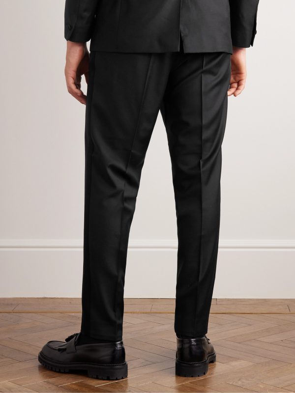 Straight-Leg Virgin Wool Drawstring Tuxedo Trousers - BK Straight-Leg Virgin Wool Drawstring Tuxedo Trousers - BK