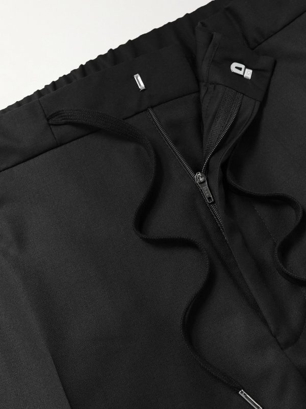 Straight-Leg Virgin Wool Drawstring Tuxedo Trousers - E1 Straight-Leg Virgin Wool Drawstring Tuxedo Trousers - E1