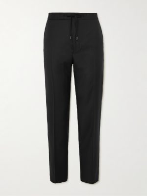 Straight-Leg Virgin Wool Drawstring Tuxedo Trousers