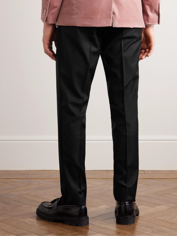 Slim-Fit Tapered Wool Tuxedo Trousers - BK Slim-Fit Tapered Wool Tuxedo Trousers - BK