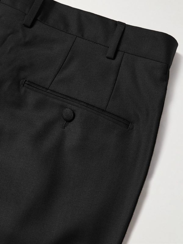Slim-Fit Tapered Wool Tuxedo Trousers - CU Slim-Fit Tapered Wool Tuxedo Trousers - CU